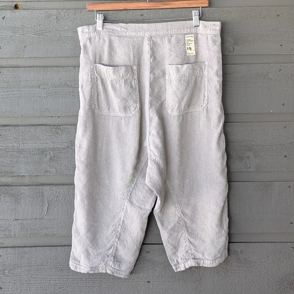November 11 Taupe Khaki Linen Cupro Drop Crotch Bermuda Shorts Size Small